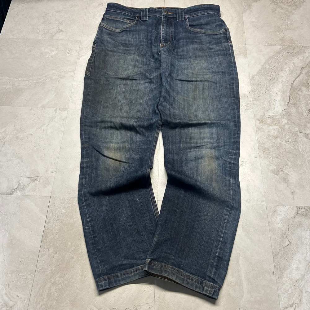 Duluth Trading Co Ballroom Double Flex Jeans Blue Mens 34x32 Slim Fit Denim